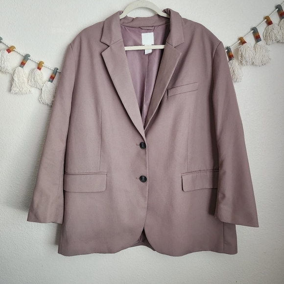 H&M Oversized Double Breasted Blazer Dusty Rose Contemporary Business Casual XL - Picture 1 of 11